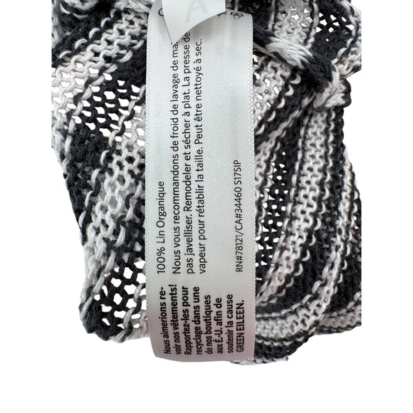 Eileen Fisher Woman 1X Organic Linen Black White Striped Sheer Knit Tunic Top - Picture 4 of 5